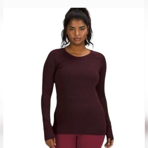 Lululemon Switfly Tech 2.0 Long Sleeve Shirt In The Yogo Pop Cassis/black Color